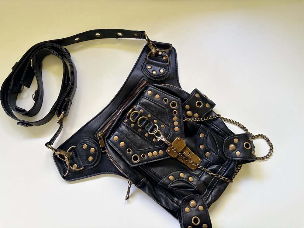 Steampunk Gothic Multiway Drop Leg Hip Holster and Shoulder Bag
